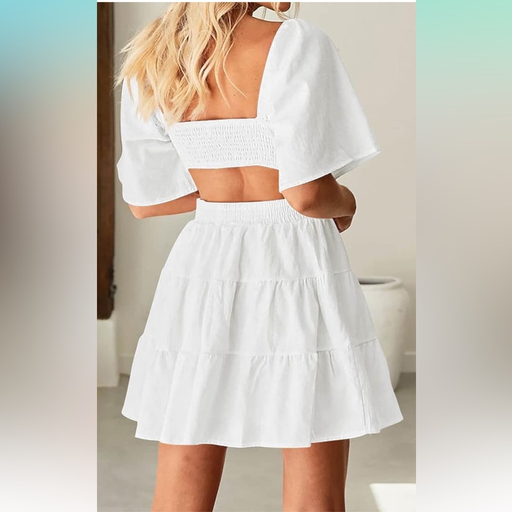 Women's Square Neck Summer Dress - Picture 4 of 6